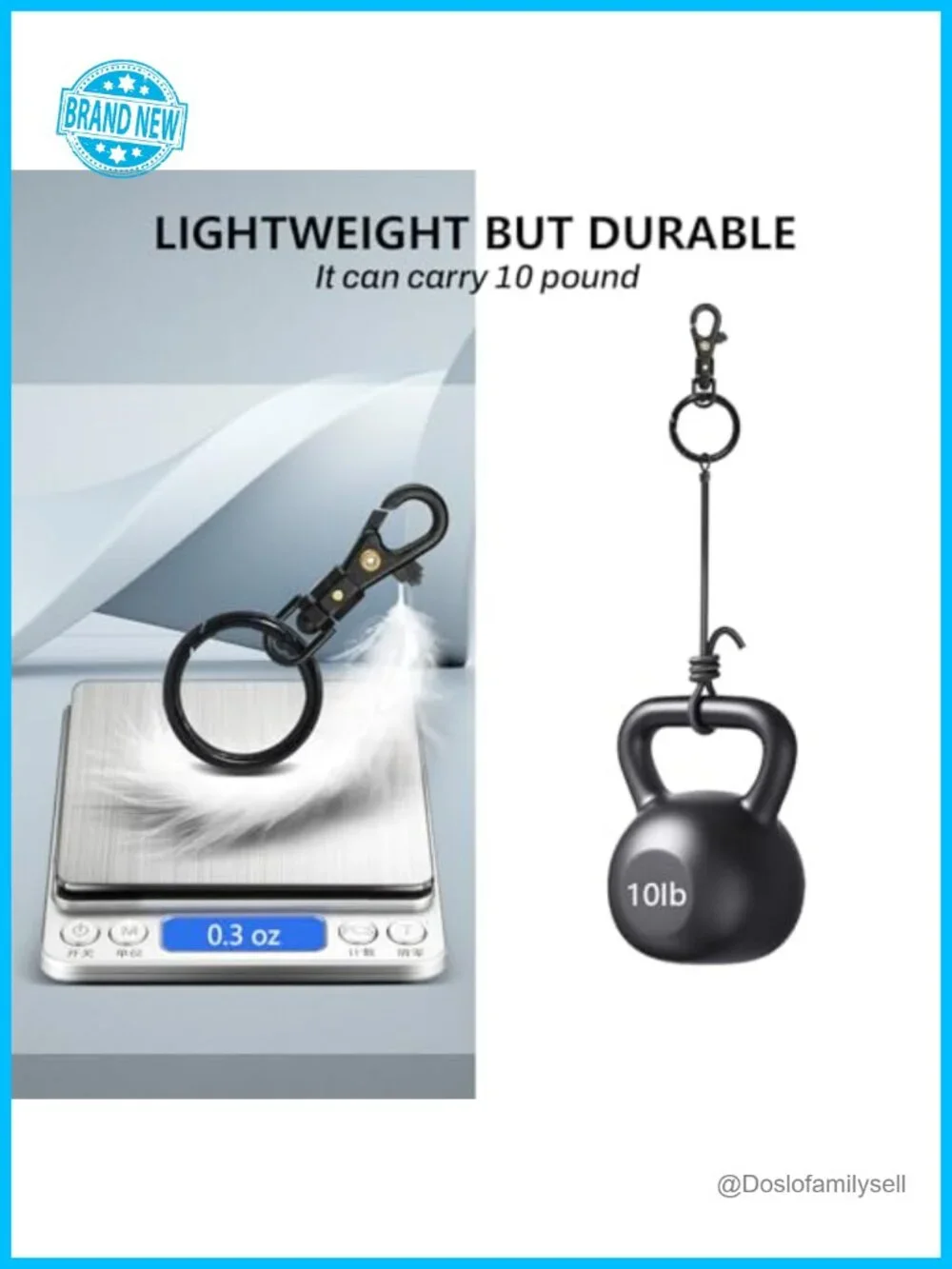 Lightweight Durable Nylon-Plastic Quick-Release 360° Swivel Keychain Clip